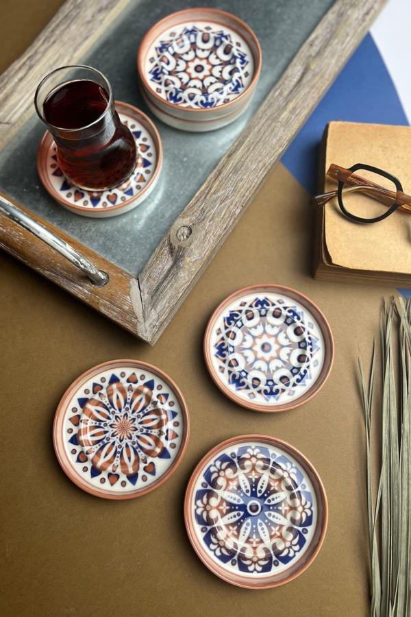 TABAK EVİ Stoneware Mozaik Red Sefa 6 lı Çay Tabağı 10cm - Image 1