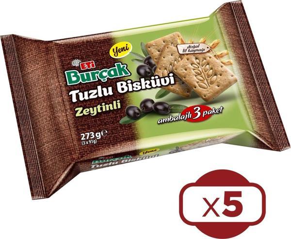 Eti Burçak Tuzlu Zeytinli Bisküvi 3x91 g x 5 Adet - Image 1