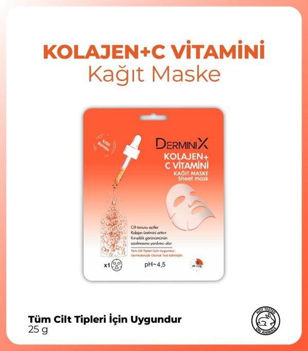 Derminix Kolajen + C Vitamini Leke Karşıtı Yüz Kağıt Maskesi - Image 1
