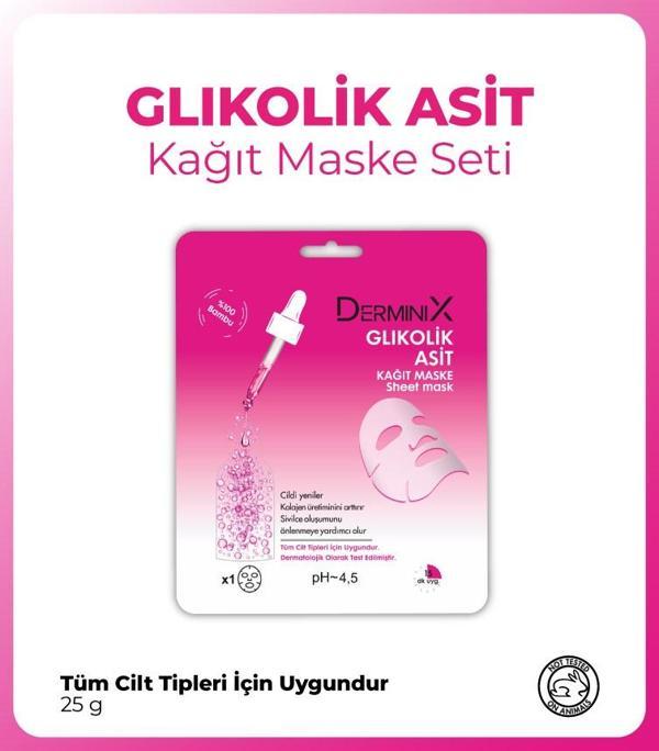 Derminix Glikolik Asit Gözenek Sıkılaştırıcı ve Sivilce İzi Giderici Yüz Kağıt Maskesi - Image 1