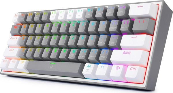 REDRAGON K617-RGB-GW FIZZ RGB RED SWITCH KABLOLU MEKANIK Q KLAVYE GRI-BEYAZ - Image 1