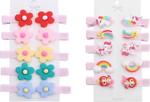 Melike Saç Tokası Seti/ Çiçekler ve Unicorn/20 adet - Image 1