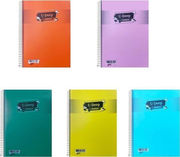 Umut U-DEEP A4 Spiralli Defter Pp. Kapak 120 Yp. Çizgili 5'Lİ - Image 1