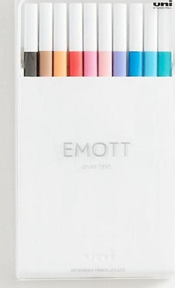 Uni Emott 0.4 fine Akrilik Uçlu Kalem 10'Lu lu Pastel Renk Pem-Sy/10C.02 Pastel Renk - Image 1