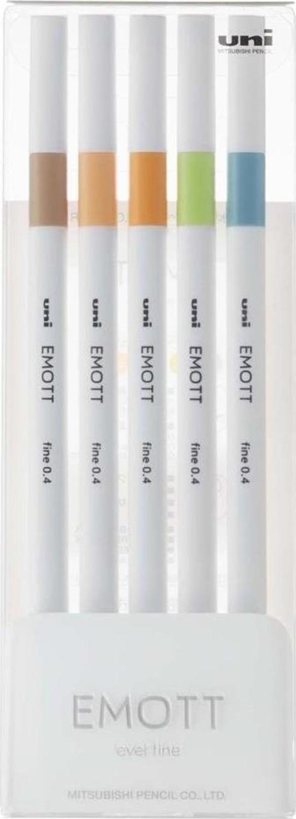 Uni EMOTT 0.4 fine AkrilikUçluKalem 5li Doğa Renk PEM-SY/5C.06 Doğa Renk - Image 1