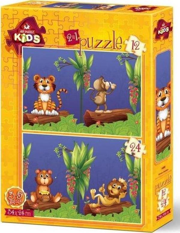 Art Kids 4488 Orman Dostları 24x34 cm 12 Ve 24 Parça İkili Puzzle - Image 1