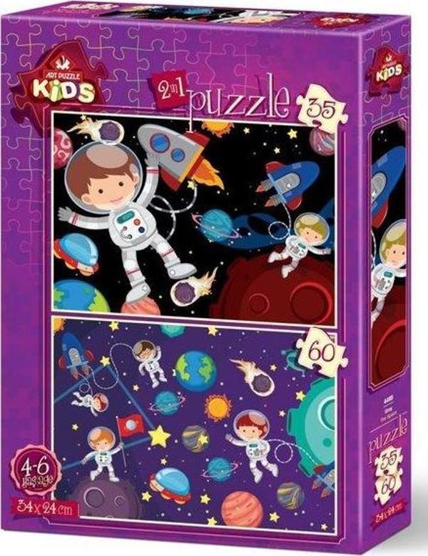 Art Kids Art Puzzle Uzay Temalı İkili 35 Ve 60 Parça Puzzle - Image 1