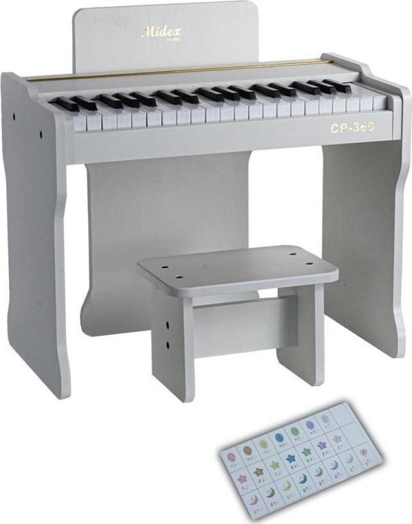 Midex CP-360WH Ahşap Çocuk Piyanosu Pilli 37 Tuşlu Gerçek Piyano Tuşları - Image 1