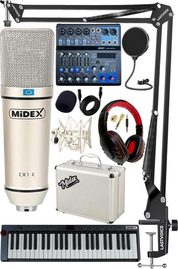 Stüdyo Ekipmanları Midi Live Paket-4 Ses Kartlı Mikser Midi Klavye CX1 Mikrofon Kulaklık - Image 1
