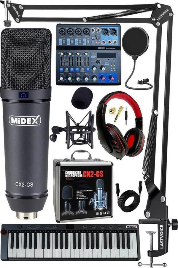 Stüdyo Ekipmanları Midi Live Paket-5 Ses Kartlı Mikser Midi Klavye CX2 Mikrofon Kulaklık - Image 1