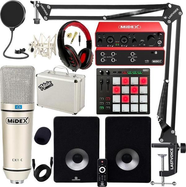 Midex Referans Paket-5 Maxword Monitör Ses Kartı CX1 Mikrofon Pad Controller - Image 1