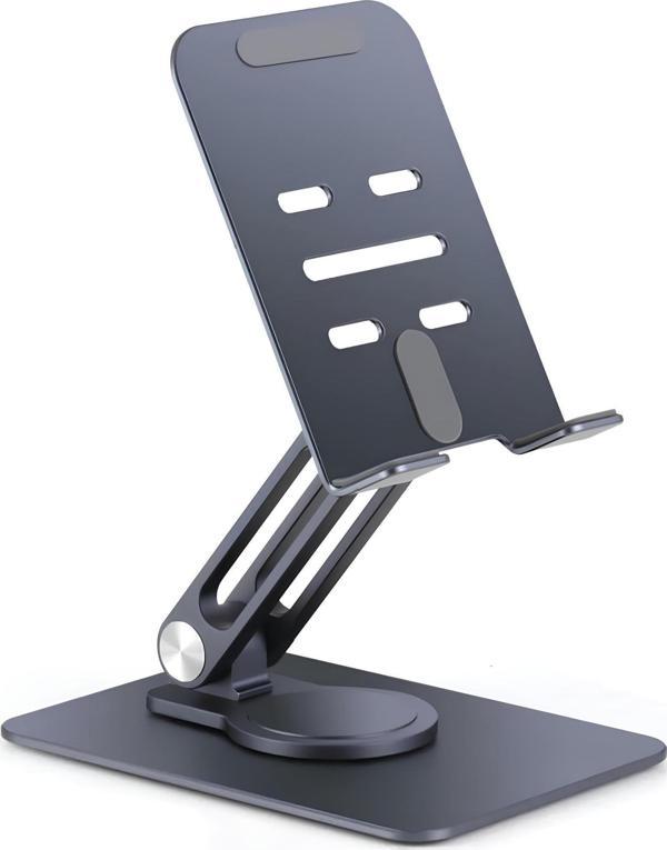Cosmostech Telefon ve Tablet Tutucu 360° Hareketli Dönen, Katlanabilir Metal Alüminyum Masaüstü Stand - Image 1