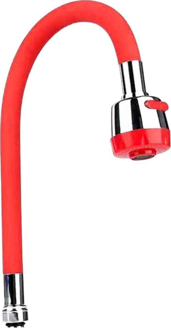 Irmak Oynar Başlıklı Spiral Kırmızı Renkli Kubar Başlığı Lavabo, Mutfak Esnek Musluk - Image 1