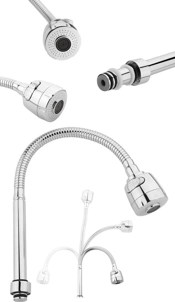 Irmak Spiralli Oynar Başlıklı Su Tasarruflu Tazyikli Krom Kubar Mutfak Musluk Lavabo Eviye Başlığı - Image 1