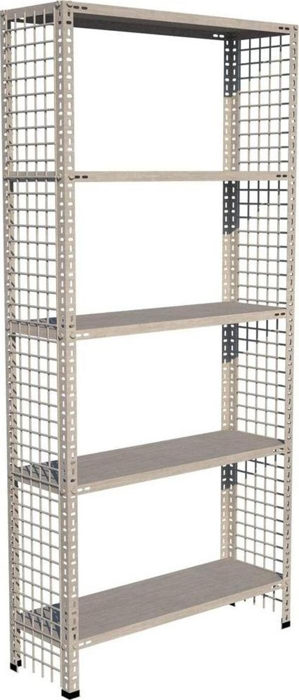 RafBurada ® 5 Katlı Galvaniz Tel Kafes Çelik Raf. Dekoratif Raf 31x75x200 Cm - Image 1