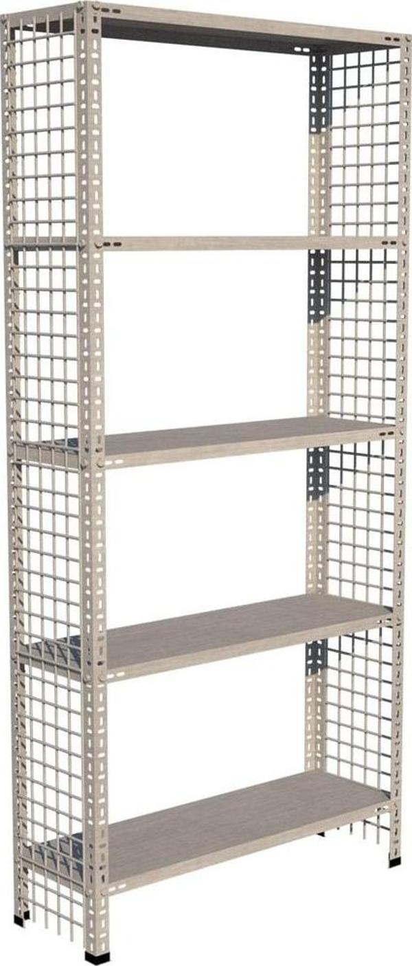 RafBurada 5 Katlı Galvaniz Tel Kafes Çelik Raf. Dekoratif Raf 43x93x200 Cm - Image 1