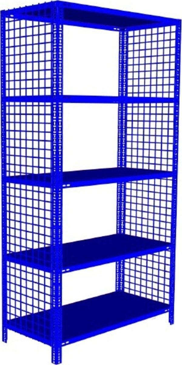 RafBurada 5 Katlı Renkli Tel Kafes Çelik Raf Dekoratif Raf 31x93 Mavi 150 cm - Image 1