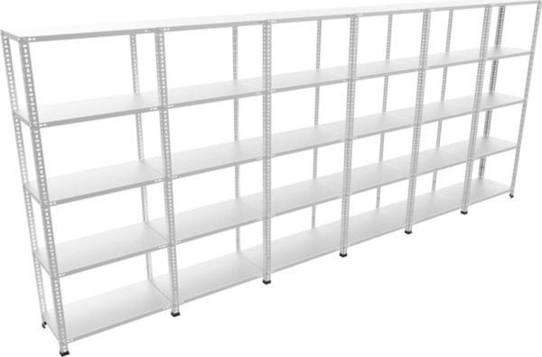 RafBurada 5 Katlı 6'lı Bitişik Galvaniz Çelik Raf.Depo,Dosya Raf 0.70 MM-31X60-200cm - Image 1