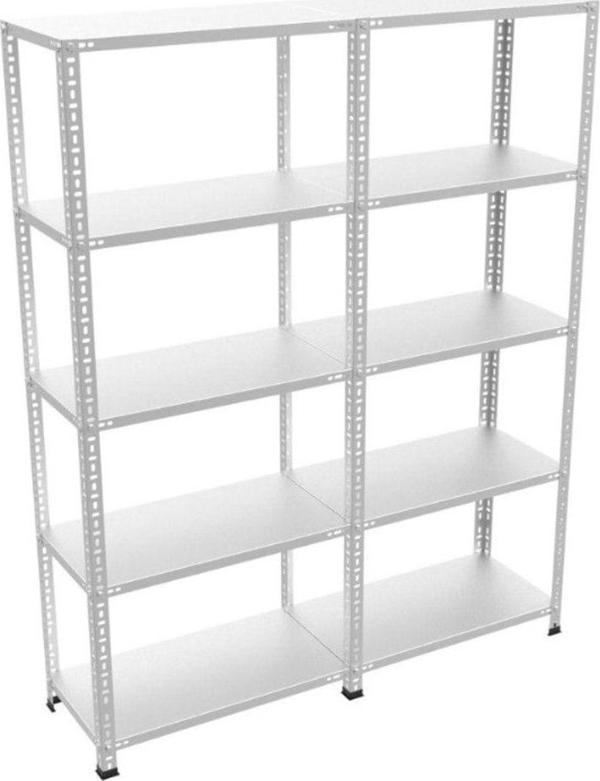 RafBurada 5 Katlı Duble Galvaniz Çelik Raf Depo Arşiv Dosya Rafı 1.50 mm 43x75-200 cm - Image 1