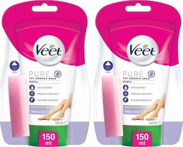 Veet Pure Duşta Tüy Dökücü Krem 2x150ml - Image 1