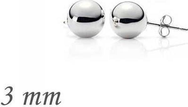 925 Ayar Gümüş Top Küpe - 3 mm - Image 1