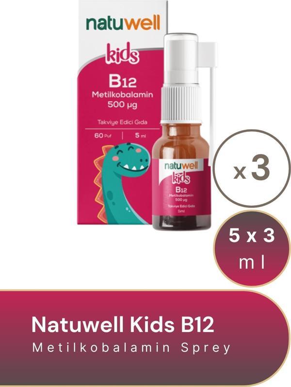 Natuwell Kids B12 Metilkobalamin Sprey 5 ml-3 Adet - Image 1
