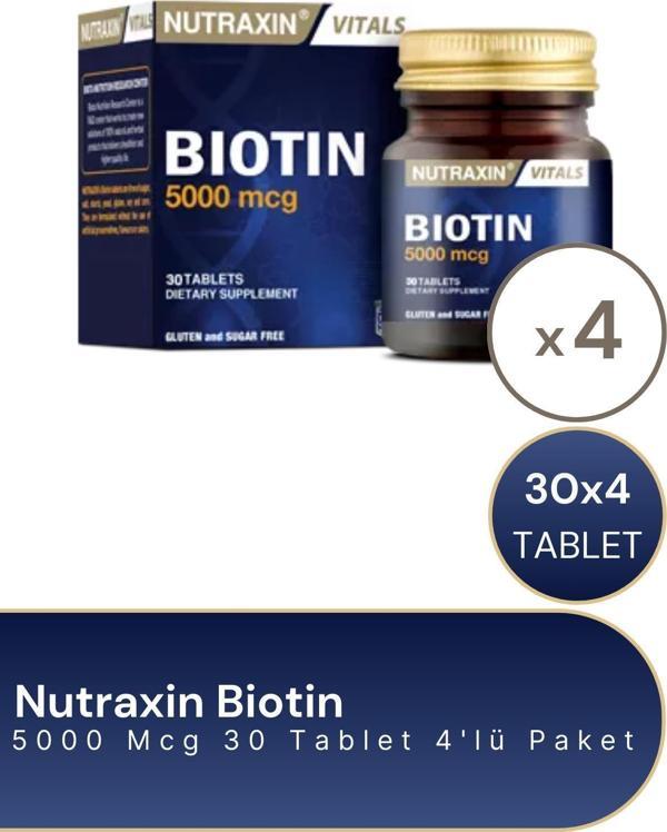 Nutraxin Biotin 5000 Mcgr 30 Tablet 4'Lü Paket - Image 1