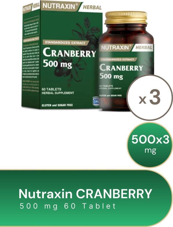 Nutraxin Cranberry 500 Mgr 60 Tablet-3 Adet - Image 1