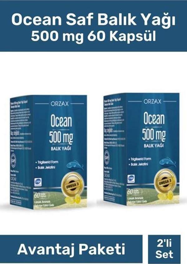 Orzax Ocean Saf Balık Yağı 500 Mgr 60 Kapsül - 2 Adet - Image 1