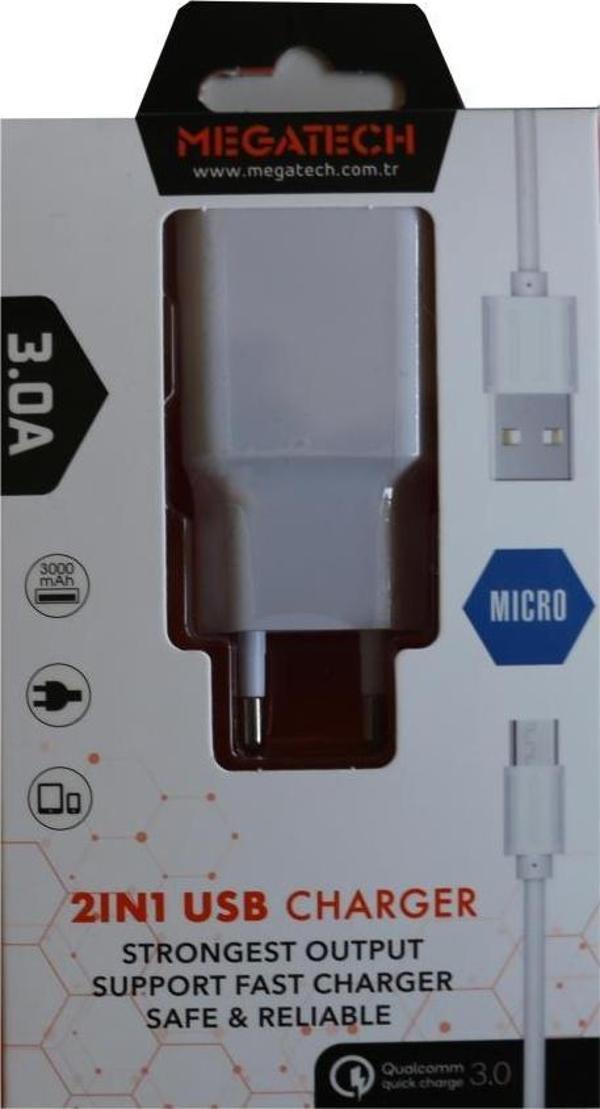 Megatech CC01 2In1 5v-3.0 Ev Şarj+ Micro Kablo Hızlı Şarj - Image 1