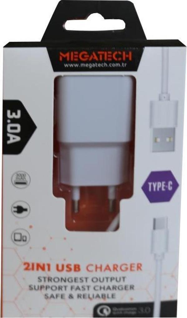 Megatech CC01 5v-3.0A Ev Şarj+Type-c Kablo Hızlı Şarj - Image 1