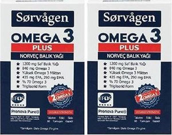 Sorvagren Omegra-3 Plus 1200 Mgr Norveç Balık Yağı 60 Kapsül 2'Li Paket - Image 1