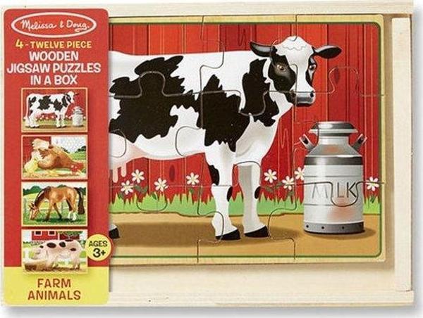 Melissa & Doug Çiftlik Hayvanları Ahşap 12x4 Yapboz Seti - Image 1
