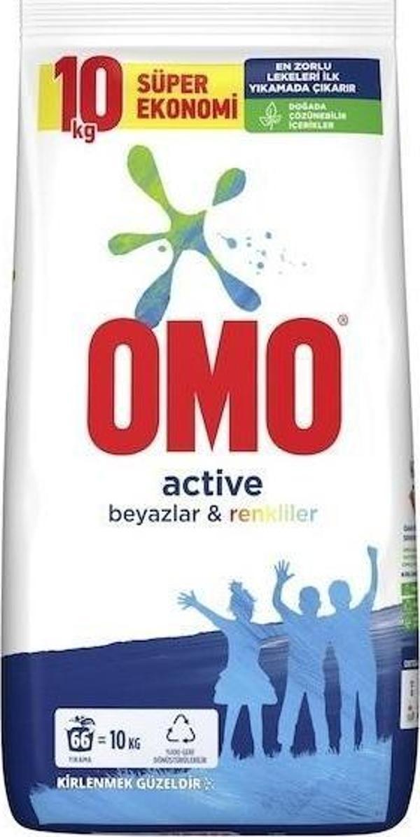 Omo Active Toz Çamaşır Deterjanı Beyazlar ve Renkliler 66 Yıkama 10 kg - Image 1