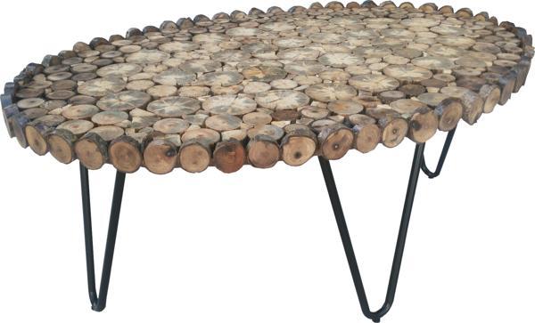Orta Sehpa 12361 Oval Kütük ağaç Kuru Dalı Kesme çelik Ayak Üstü camlı Natüre Elyapı - Image 1