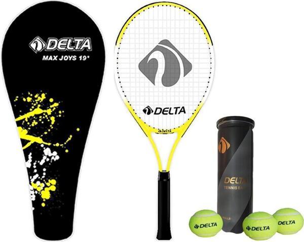 Delta Max Joys 19 İnç Çocuk Tenis Raketi + Çantası + Vakumlu Tüpte 3 Adet Tenis Maç Topu Seti - Image 1