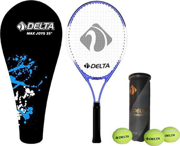 Delta Max Joys 25 İnç Çocuk Tenis Raketi + Çantası + Vakumlu Tüpte 3 Adet Tenis Maç Topu Seti - Image 1