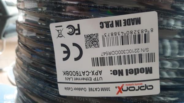Apronx Cat6 23AWG 305Mt Outdoor 0,57mm Siyah Utp Kablo - Image 1