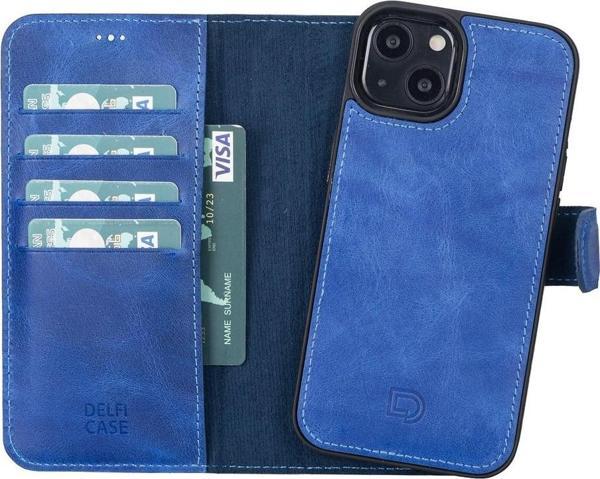 Apple iPhone 13 Pro Max Uyumlu Deri Cüzdanlı Kılıf Okyanus Mavi - Image 1