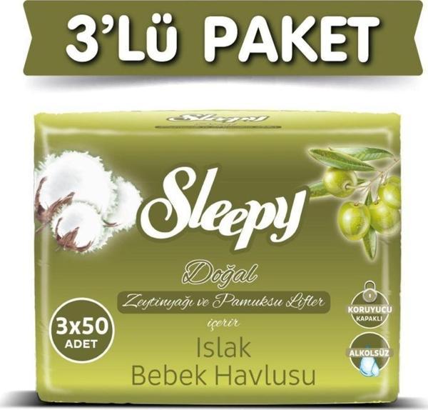Sleepy 3'Lü Zeytinyağlı Islak Havlu 3x50 450 Yaprak - Image 1