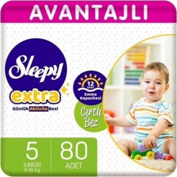 Sleepy 5 Junior 4'lü Extra Cırtlı Bez 80'li - Image 1