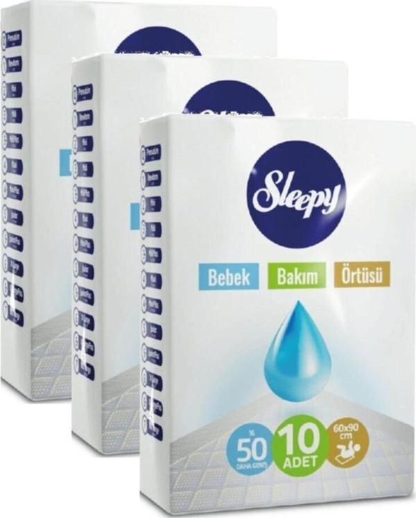 Sleepy Bebek Bakım Örtüsü Yeni Beyaz 10'lu 3 Paket 60x90 cm - Image 1