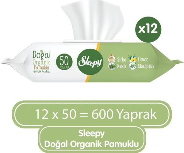 Sleepy Doğal Organik Pamuklu Temizlik Havlusu 12x50 - Image 1