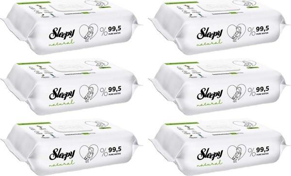 Sleepy Islak Havlu Mendil 90 Yaprak Natural Yenidoğan 6 Lı Set 540 Yaprak Plastik Kapaklı - Image 1