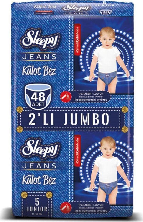 Sleepy Jeans Külot Bez 5 Beden Junior 2'li Jumbo 48 Adet (11-18KG) - Image 1