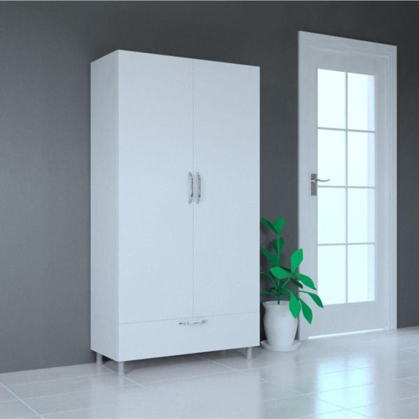 Mobilique 2 Kapaklı 90 Cm Beyaz Gardrop Beyaz - Image 1