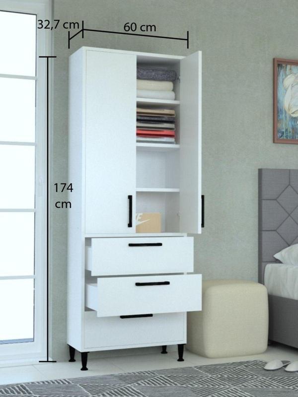 Mobilique 3 Çekmece 2 Kapaklı Ay Gardırop - Image 1