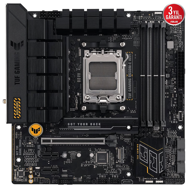 ASUS TUF GAMING B650-E WIFI, 4xDDR5, 3x M.2, HDMI, DP, Wi-Fi 6, Bluetooth v5.3, AMD Ryzen 7000 Serisi, AM5 Soket Anakart - Image 1