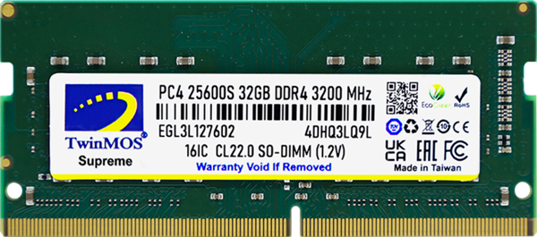 TwinMOS MDD432GB3200N, 32GB, DDR4, 3200MHz, 1.2V Notebook Ram - Image 1