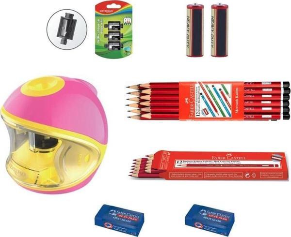 Keyroad Pilli Otomatik Kalemtıraş Pembe Seti : Platinum - Image 1
